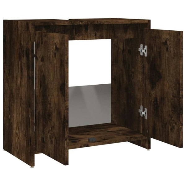 Berkfield Bathroom Cabinet Smoked Oak 60x33x61 cm Engineered Wood