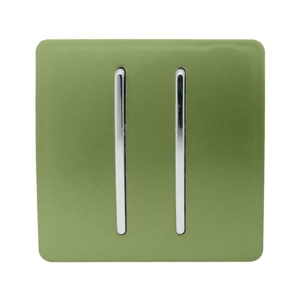 Trendi Switch 2 Gang 1 or 2 way Rocker Light Switch in Moss Green