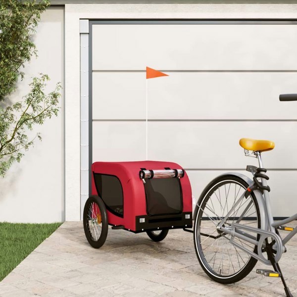 Berkfield Dog Bike Trailer Red and Black Oxford Fabric and Iron