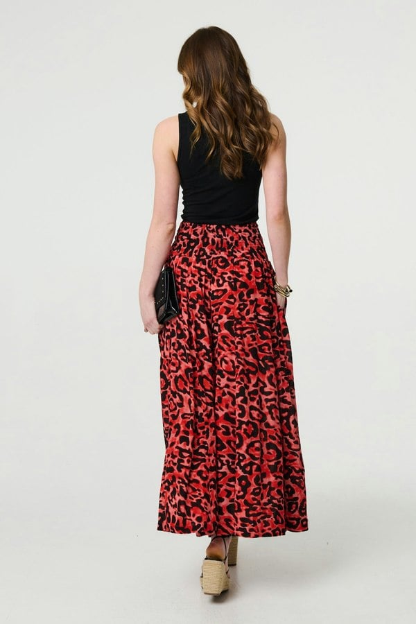 Red | Animal Print High Waist Palazzo Pants
