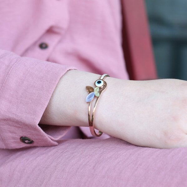 The Colourful Aura Large colourful butterfly Evil Eye Open Cuff Bangle Bracelet