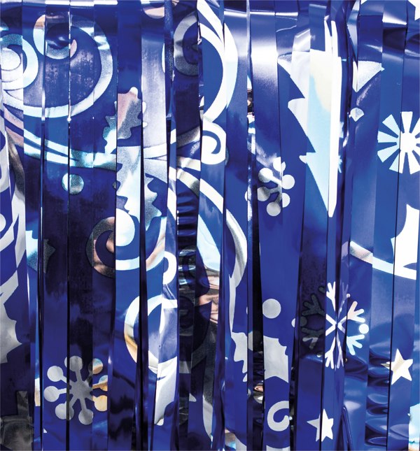 Cheetah Shimmer christmasReindeer Tinsel Curtain, 2x1M Blue