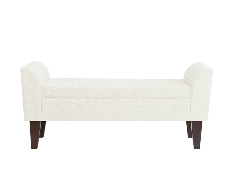 Luxury Living Oxford Storage Ottoman Bench - Cream Boucle Upholstery with flip lid
