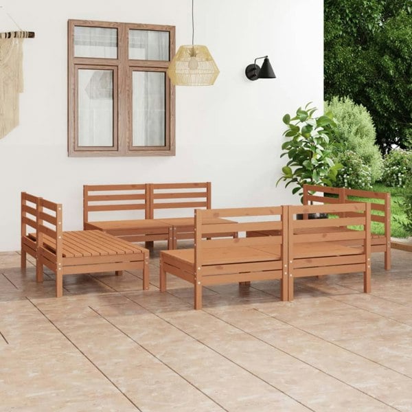 Berkfield 8 Piece Garden Lounge Set Honey Brown Solid Pinewood