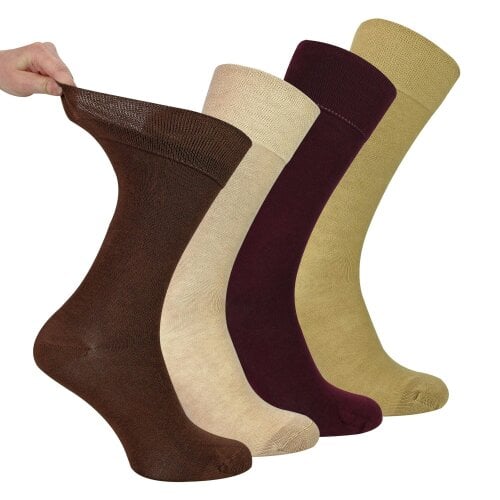 Dr.Socks 4 Pack Mens Bamboo Diabetic Socks Soft Breathable Non Binding Socks - 6-11 UK - Brown