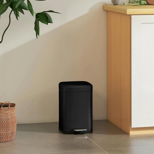 HOMCOM 12/20L Kitchen Pedal Bin Metal Rubbish Bin with Soft-close Lid