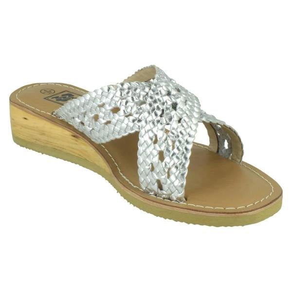 Leather Collection Ladies Leather Collection Low Wedge Platform Sandals F00423