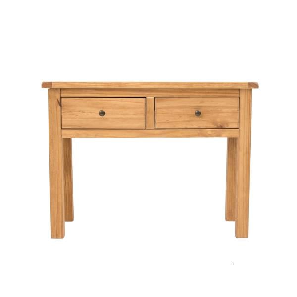 Lugo Waxed 2 Drawer Console Table Brass Knob