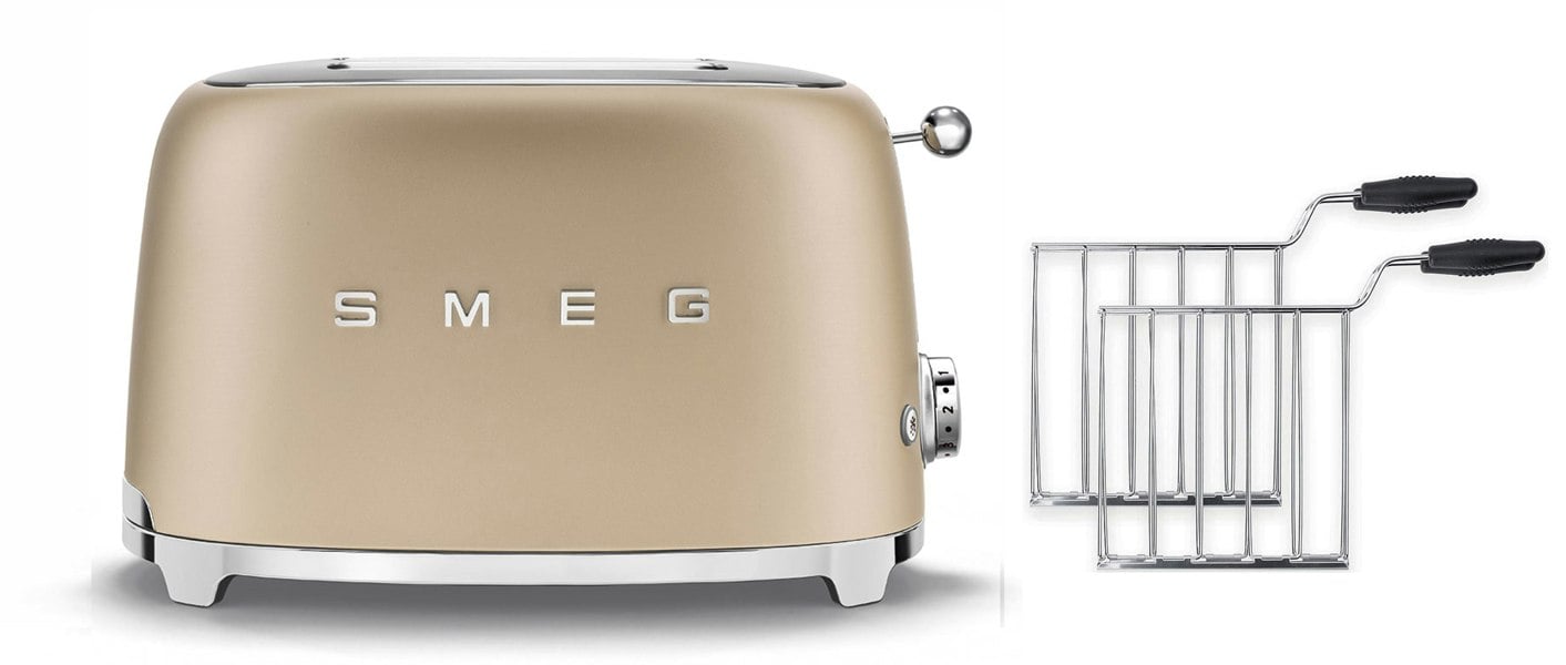 Smeg TSF01 Matte 2 Slice Toaster + TSSR01 2-Sandwich Racks Bundle