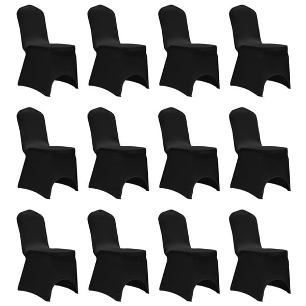 Berkfield Chair Cover Stretch Black 12 pcs