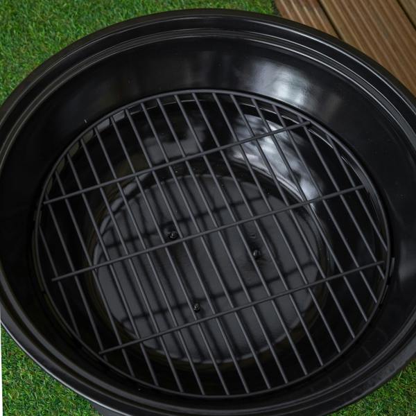 Samuel Alexander 52cm Black Steel Outdoor Lustre Enamelled Firepit with Fire Poker