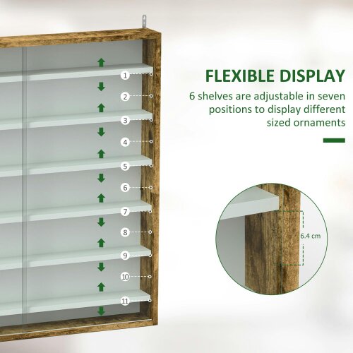 Wyld Haus Yovere Wood And Glass Brown 6 Tier Display Cabinet With Glass Doors
