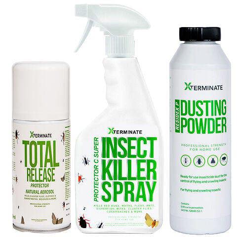 Xterminate Insect Killer Spray 1 x 1L, 1 x One Click 1 x 400g Dusting Powder