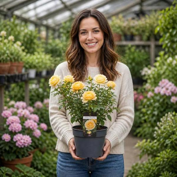 3L Golden Wedding Yellow Rose Bush - Beautiful Flowering Plant Gift
