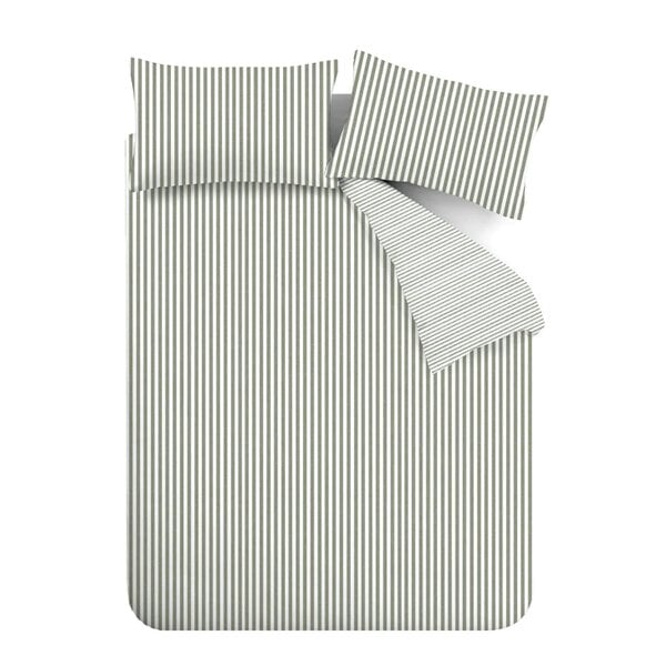 HomeSpace Direct Brushed Stripe Green Duvet Cover Set