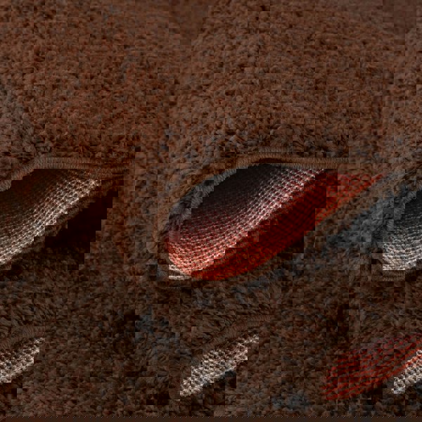 Shaggy Rug Plain Brown non-shedding, high-quality