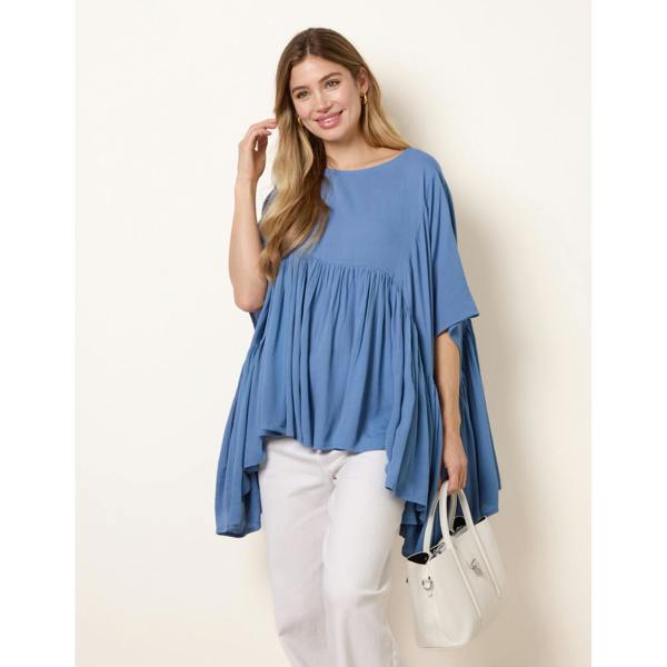 Blue Vanilla Gathered Oversized Top