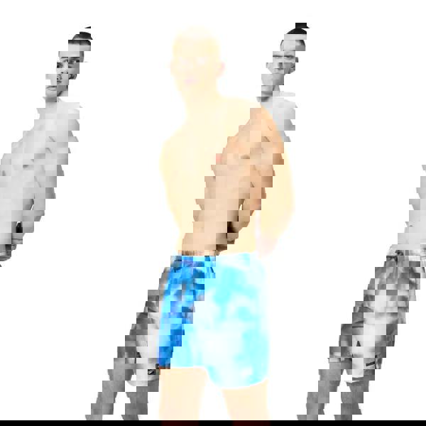 Speedo blue wash digital printed leisure swim shorts with tie-dye design