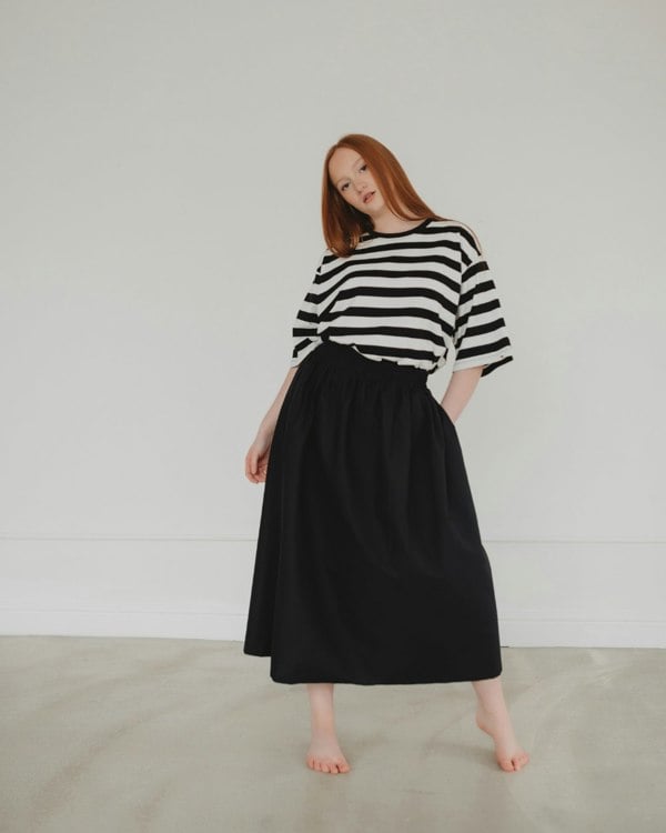 sustainable cotton Joyce Black Midi Skirt - image 3