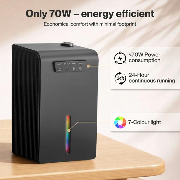 Spector Dehumidifier Humidifier 2 in 1 Portable Electric LED Auto Off Black 3.2L
