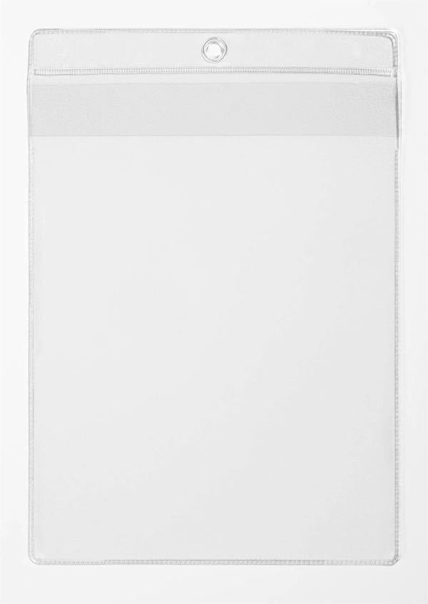 Durable Lanyard Pouches ID Badge Display Pocket Vertical | 10 Pack | A4 Clear