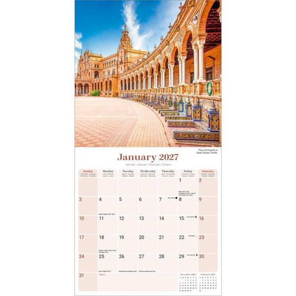 Spain Calendar 2027, Wall Calendars, Month To View, Travel, Gift