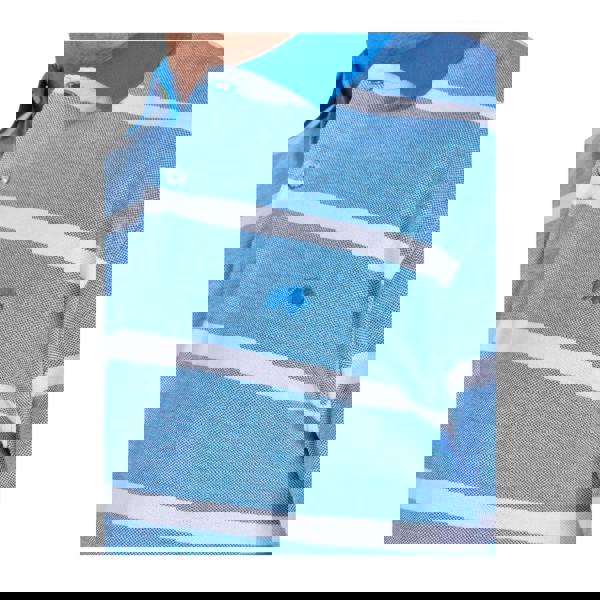 Raging Bull Mens Stripe Birdseye Pique Two Tone Polo Shirt - Electric Blue - 