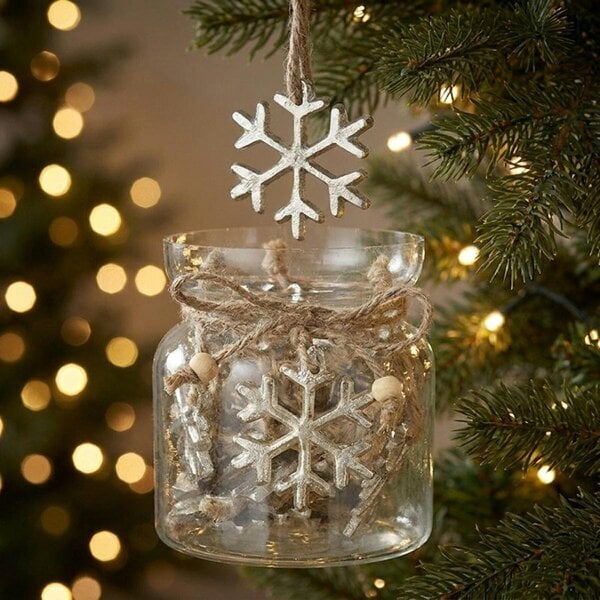 Garden Greatness Decorative Hanging Snowflakes Glass Jar Set