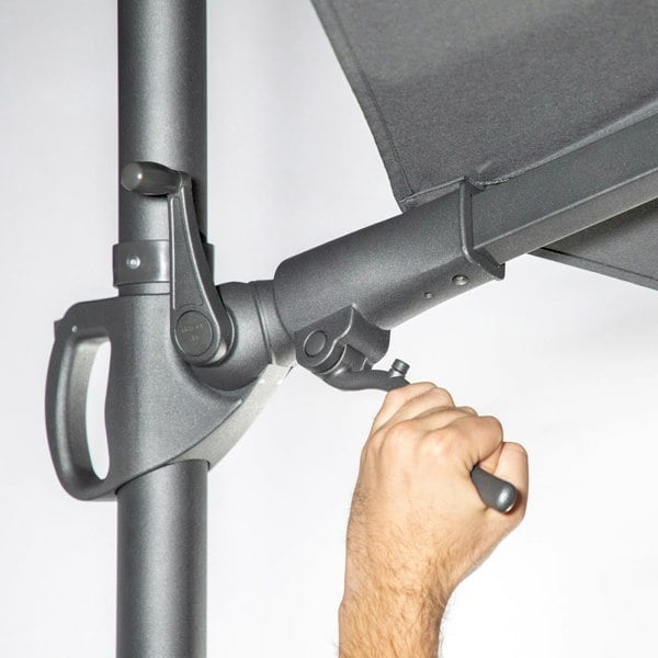 PREMIUM 3m Banana Parasol Grey - Easy Tilt & Swivel Garden Dining Patio Umbrella - LoopsDirect