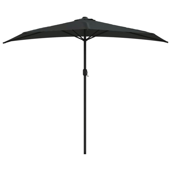 Berkfield Balcony Parasol with Aluminium Pole Black 270x144x222 cm Half