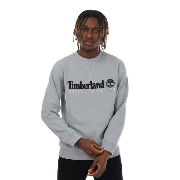 Timberland Mens Est 1973 Crew Neck Sweatshirt - Light Grey