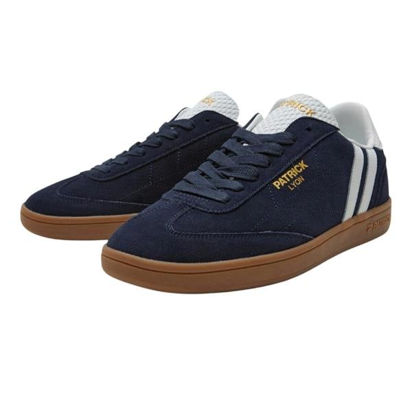 Patrick Mens Lyon Suede Cupsole Trainers - Navy/White/Gum - 