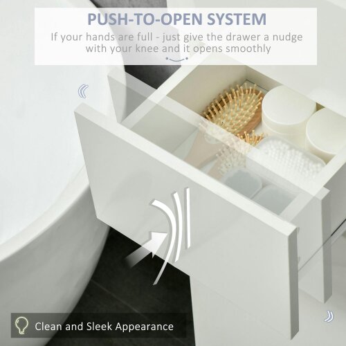 Wyld Haus Elluno High Gloss White Tall Bathroom Storage Cabinet With Push To OFauxn Door
