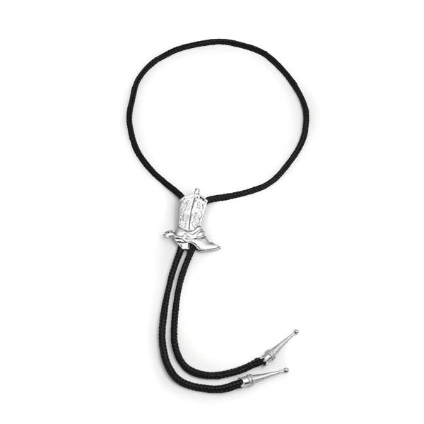Bristol Novelty Cowboy Boot Bootlace Tie - Black/Silver - 