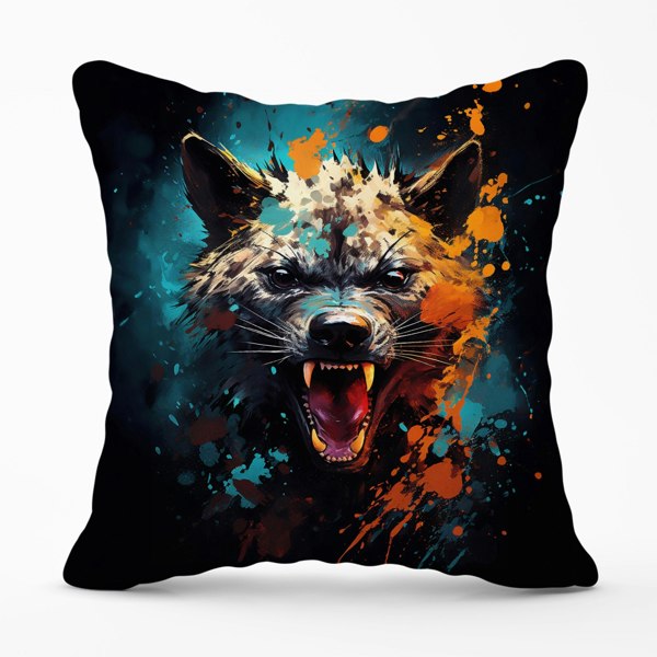 Warren Reed Splashart Angry Hyena Face Cushions