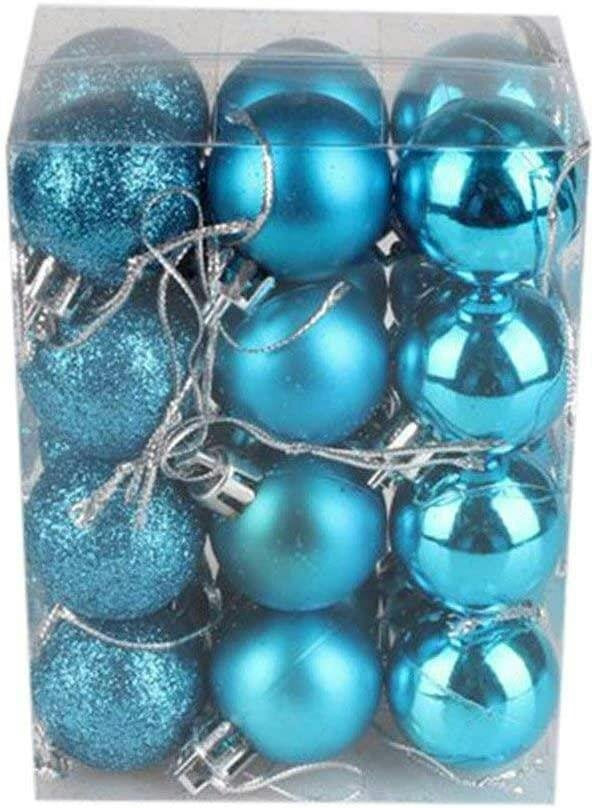 Shatchi 60mm Shatterproof Christmas Baubles in Teal Blue, Pack Sizes 6 or 18 for Tree Decorations