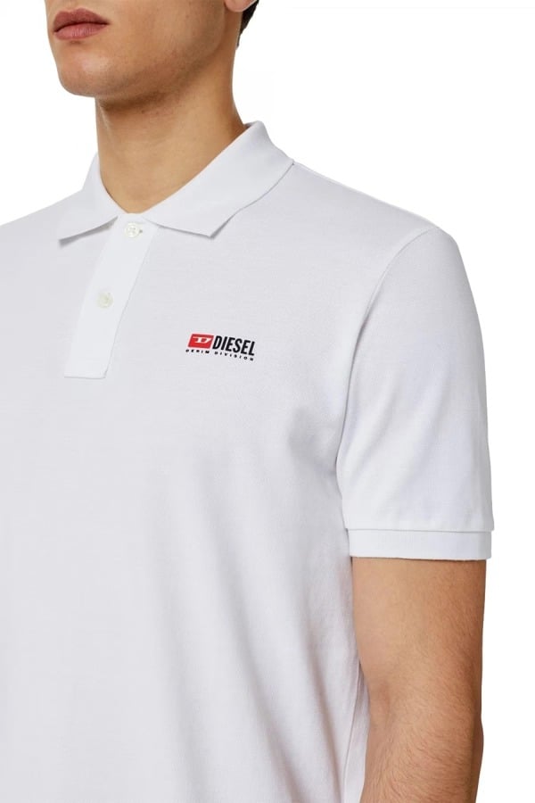 Diesel T-Smith-Div-New D Logo Racing Polo Shirt - White