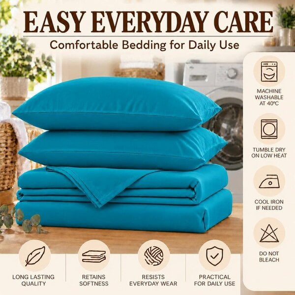Night Zone Flannelette Sheet Set – 100% Brushed Cotton Fitted, Flat Sheet & Pillowcases - Teal