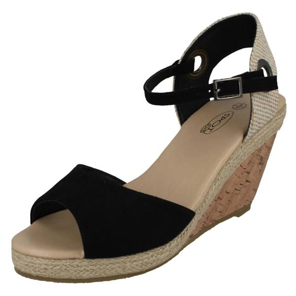 Spot On Ladies Spot On Cork Wedge Sandals F2265