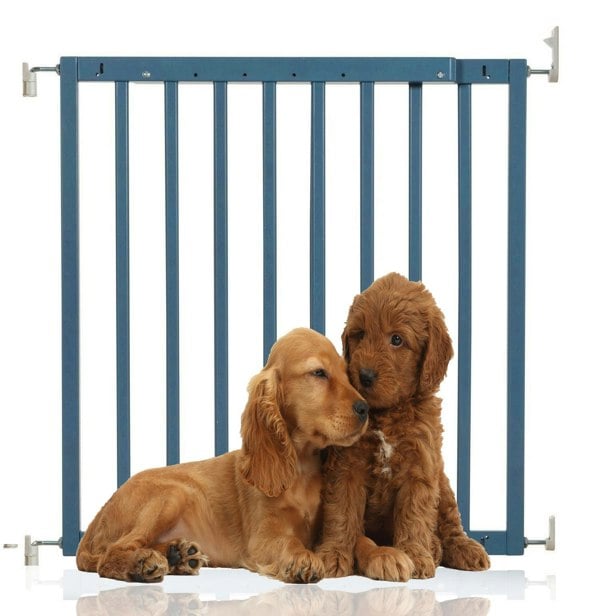 Bettacare Chunky Wooden Screw Fit Dog Gate, 63.5cm - 105.5cm, Azure Blue, Wooden Dog Gate Gate, Screw Fit Pet Stair Gate