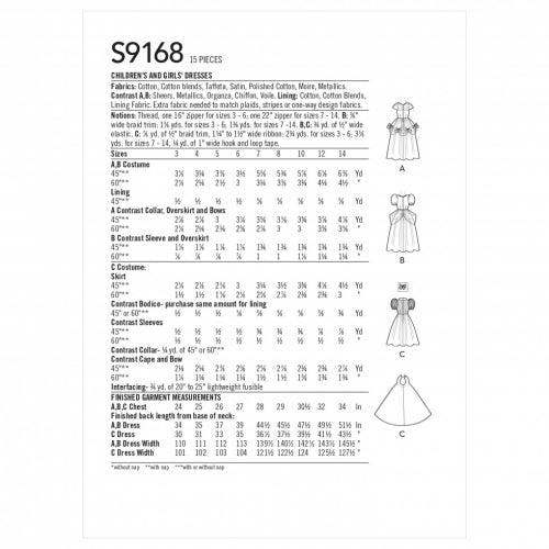 Simplicity Sewing Pattern 9168, Costumes, Dresses for Women, Kids, HH (3-4-5-6) - Intermediate