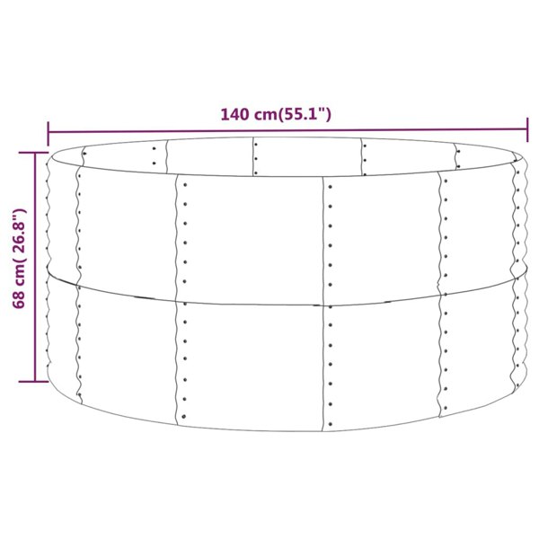 Berkfield Garden Raised Bed Green 140x140x68 cm Powder-coated Steel
