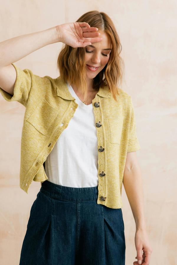 Lily & Me Phoebe Short Sleeve Knitted Jacket Lime