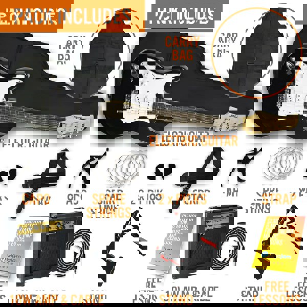 3rd Avenue 4/4 Size Electric Guitar Pack - Left Hand Black