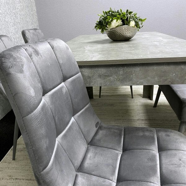 Kosy Koala Grey Wooden Dining Table Set with 4 Grey Chairs and 2 Benches - Dining Kitchen Room Furniture