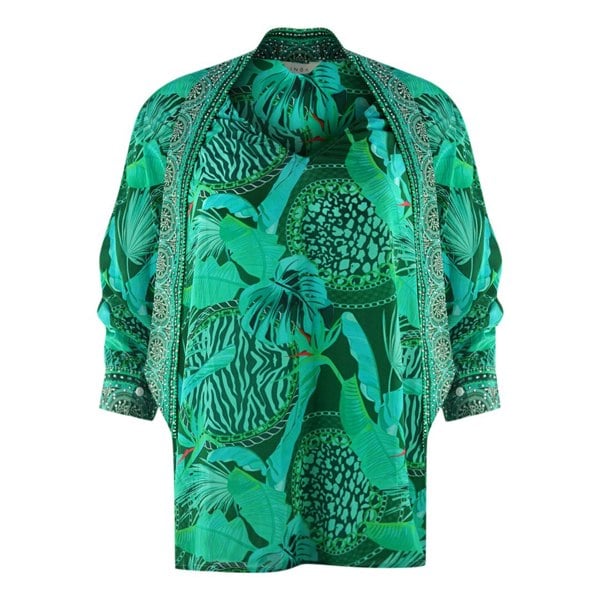 Inoa Valdivian Rainforest 1202114 Long Sleeve Blouse Silk Shirt - Green