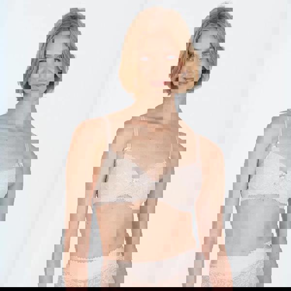 Model wearing Perfectly You small cup bra in peony with matching shortie