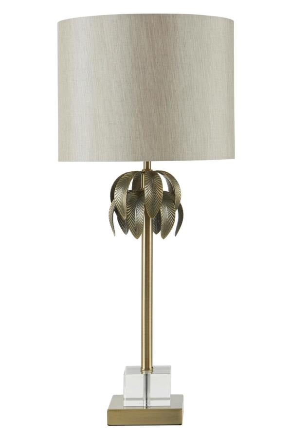 Herta Antique Brass Palm Tree Design Table Lamp
