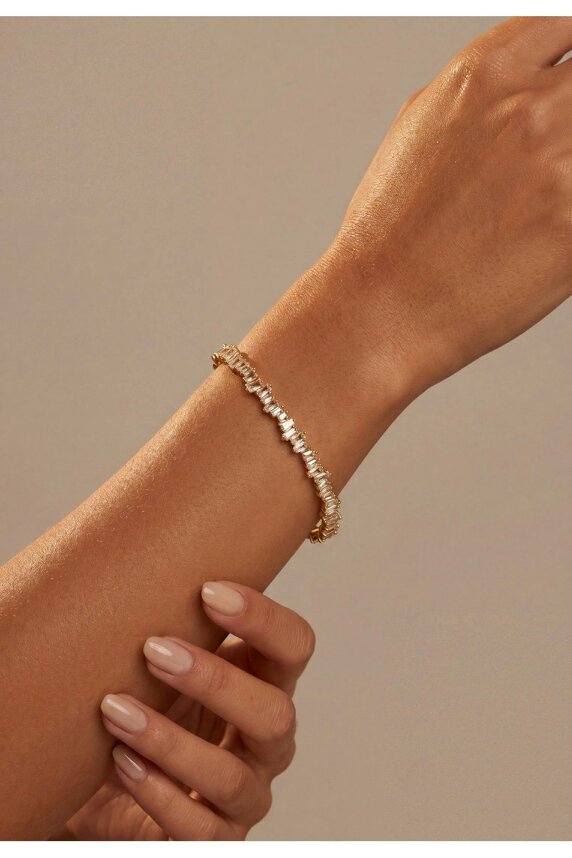 Latelita Baguette Ice Cuff Bangle Gold White