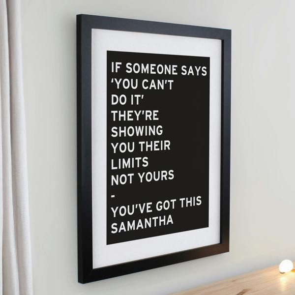 Personalised Typography Black Poster Frame - lifestyle shot